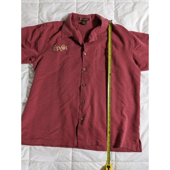 EPCOT DisneyWorld Disney Parks Mens Burgundy Button Up Textured Shirt Size XL - Picture 7 of 9